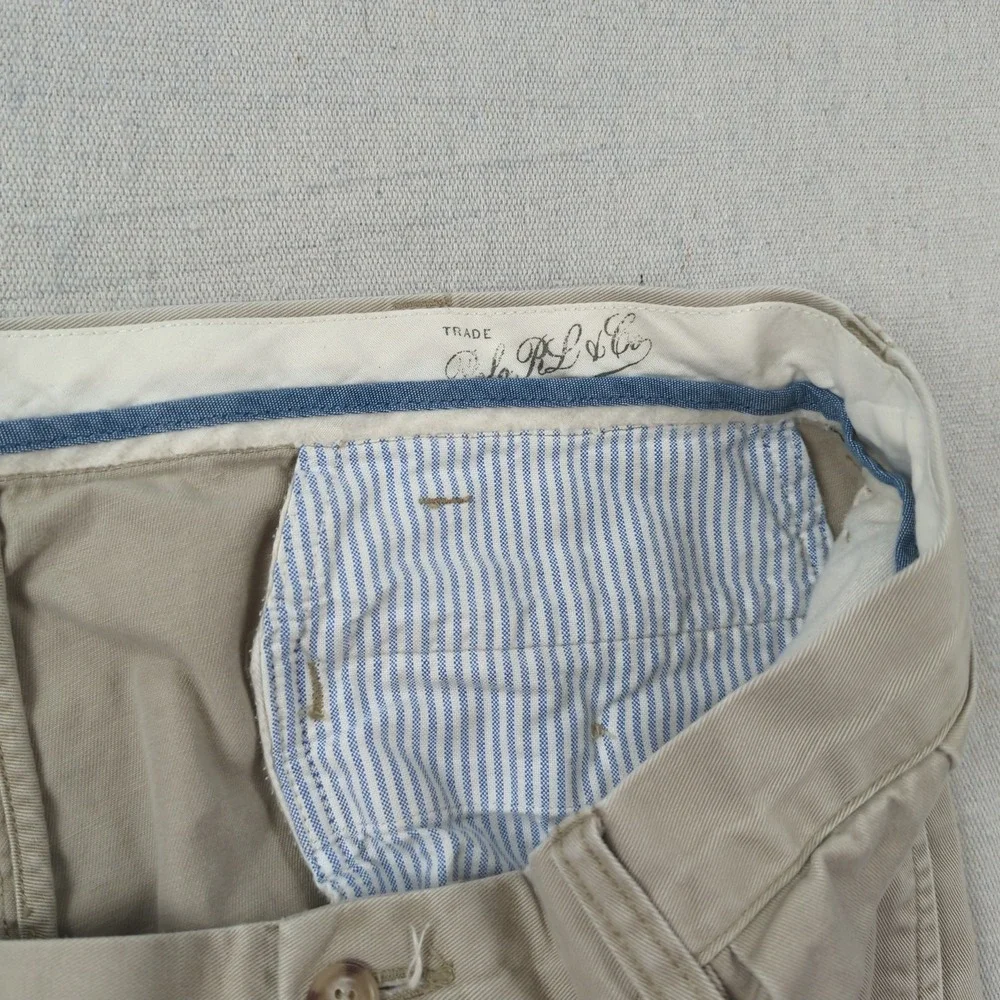 Vintage Polo Ralph Lauren Pants Mens 36x29 Khaki Pleated Preppy